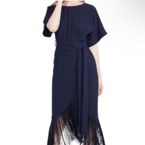 RACHEL Rachel Roy Fringe Wrap Midi Dress